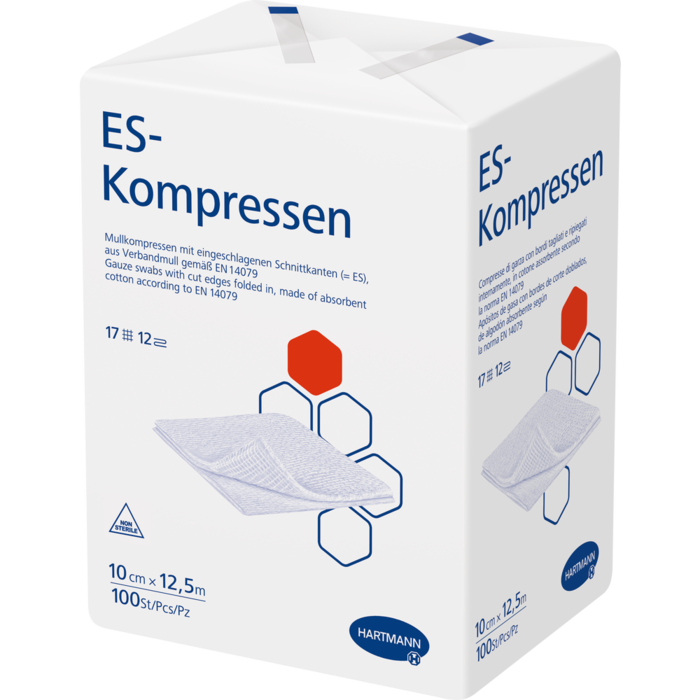 ES-KOMPRESSEN unsteril 10x12,5 cm 12fach