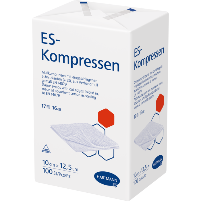 ES-KOMPRESSEN unsteril 10x12,5 cm 16fach