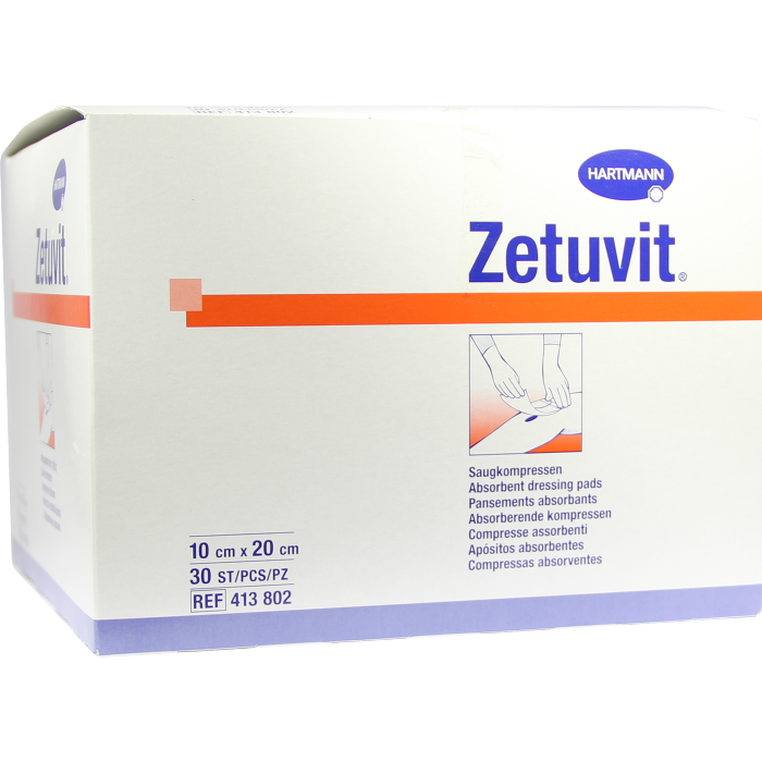 ZETUVIT Saugkompressen unsteril 10x20 cm