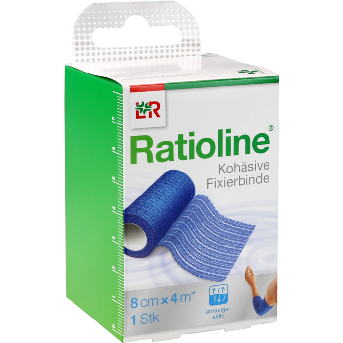 RATIOLINE acute Fixierbinde kohäsiv 8 cmx4 m blau