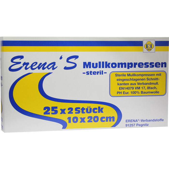 ERENA Mullkompr.10x20 cm steril 8fach