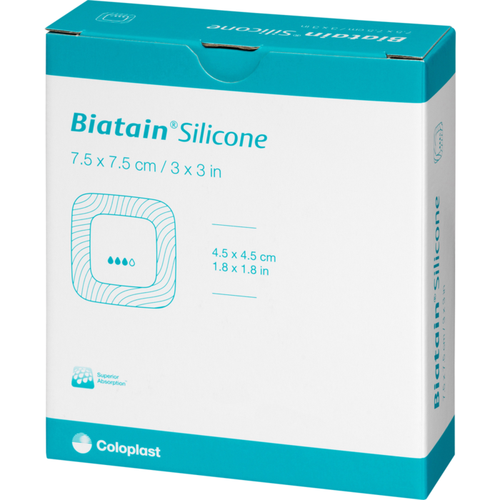 BIATAIN Silicone Schaumverband 7,5x7,5 cm