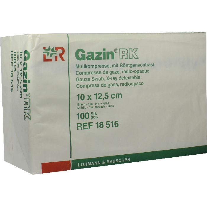 GAZIN Mullkomp.10x12,5 cm unsteril 12fach RK
