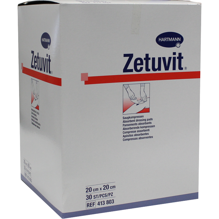 ZETUVIT Saugkompressen unsteril 20x20 cm