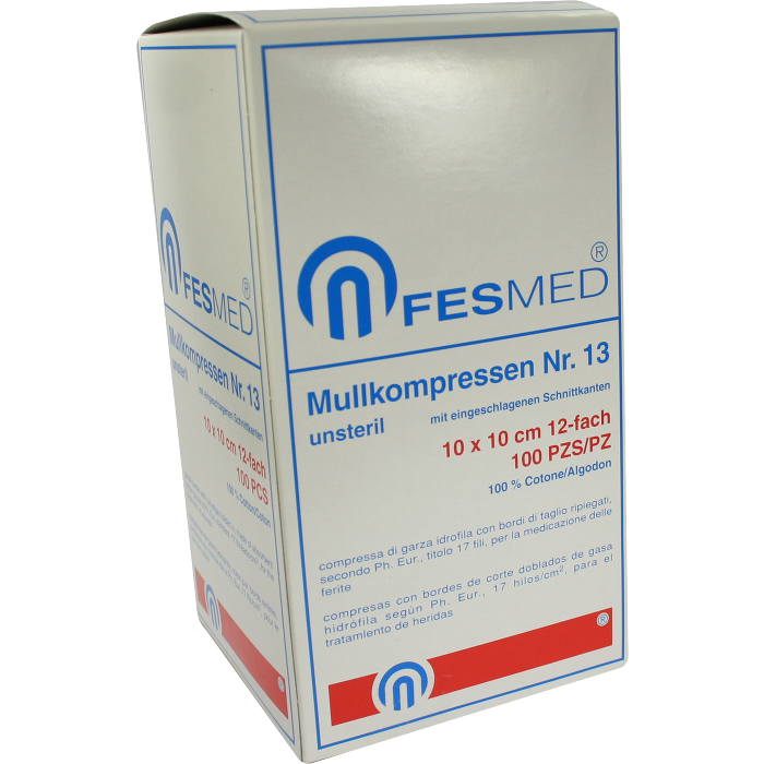 MULLKOMPRESSEN ES 10x10 cm unsteril 12fach Gr.13