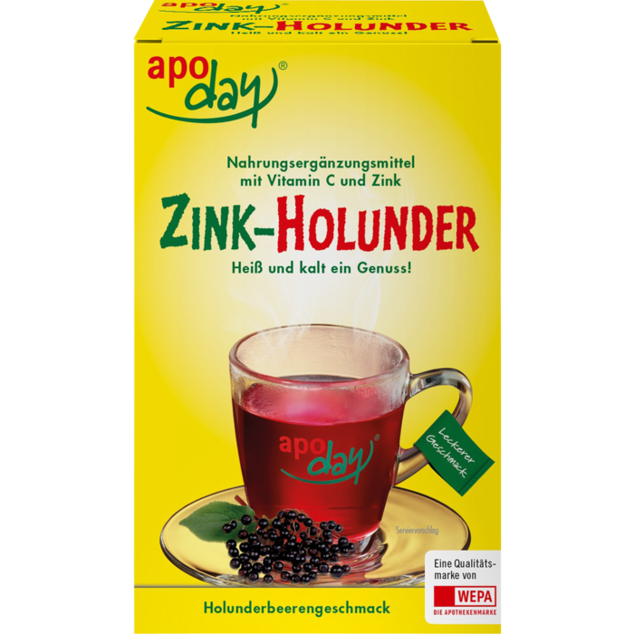 APODAY Holunder Vitamin C+Zink zuckerfrei Pulver