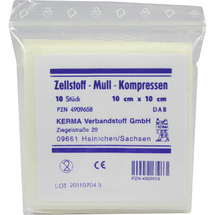 ZELLSTOFF MULLKOMPRESSEN 10x10 cm unsteril