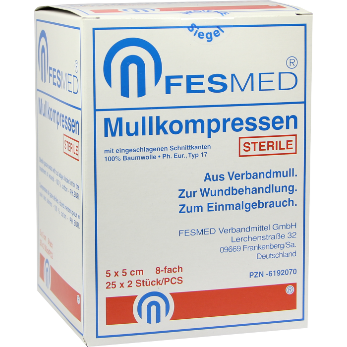 MULLKOMPRESSEN ES 5x5 cm steril 8fach