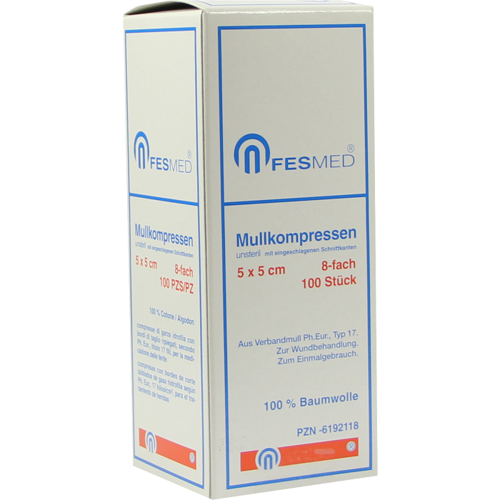 MULLKOMPRESSEN ES 5x5 cm unsteril 8fach