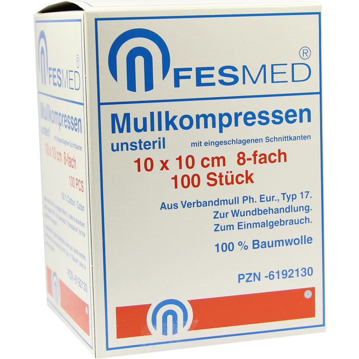 MULLKOMPRESSEN ES 10x10 cm unsteril 8fach