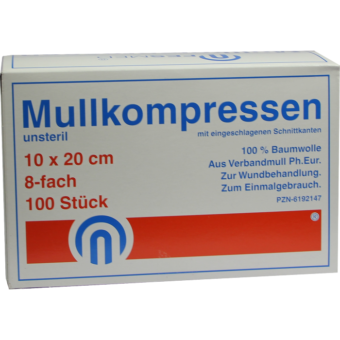 MULLKOMPRESSEN ES 10x20 cm unsteril 8fach