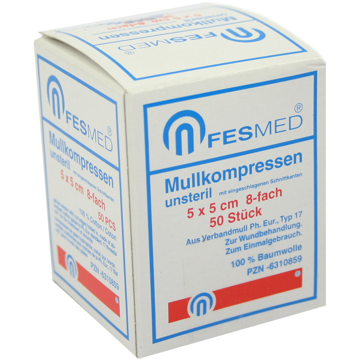 MULLKOMPRESSEN ES 5x5 cm unsteril 8fach