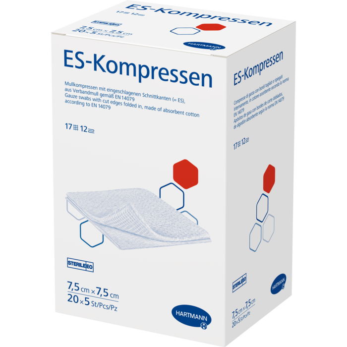 ES-KOMPRESSEN steril 7,5x7,5 cm 12fach Großpackung
