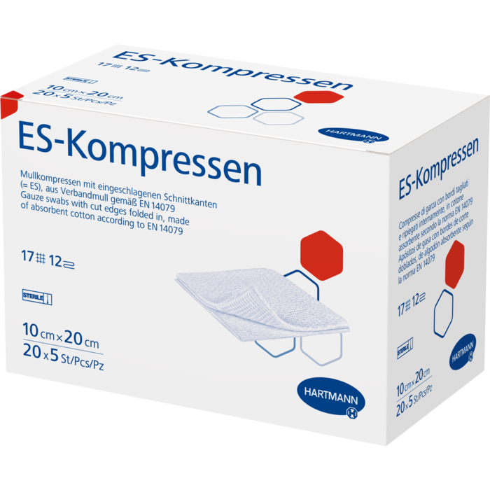 ES-KOMPRESSEN steril 10x20 cm 12fach Großpackung