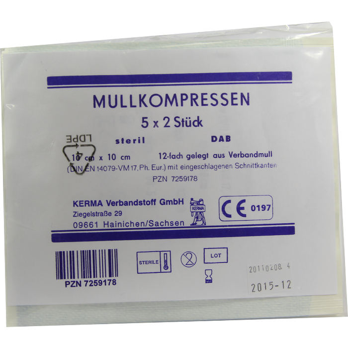 MULLKOMPRESSEN 10x10 cm steril 12fach BW