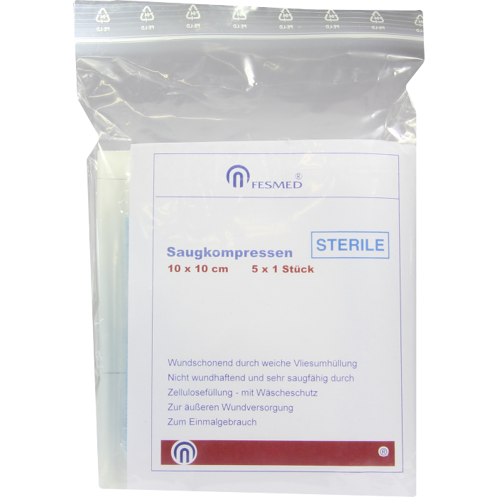 SAUGKOMPRESSEN steril 10x10 cm