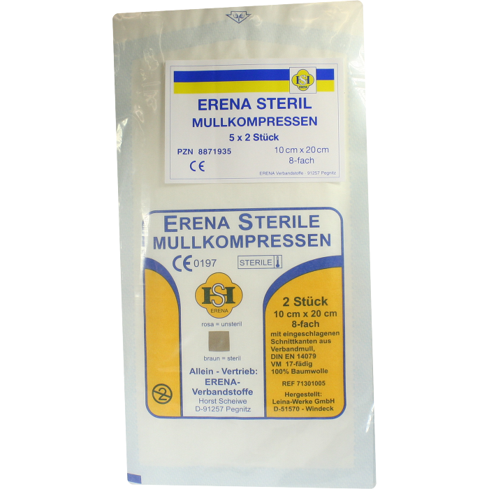 ERENA Mullkompr.10x20 cm steril 8fach