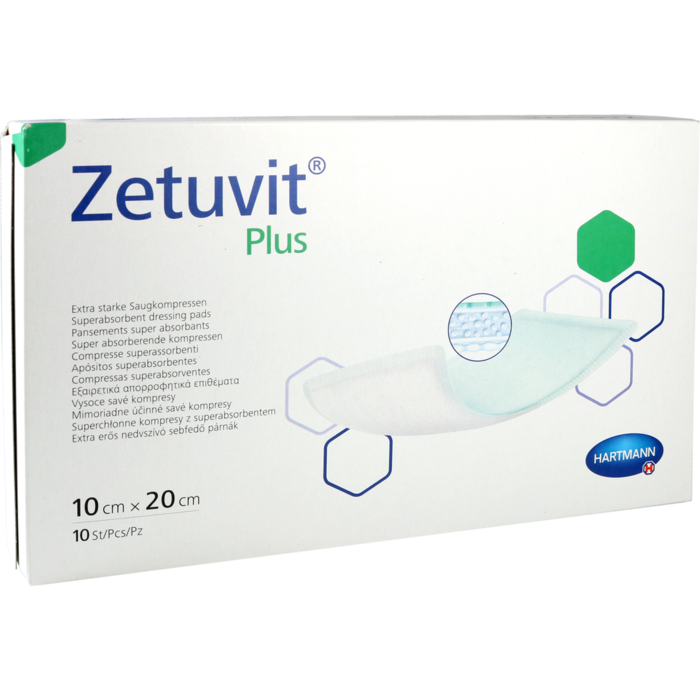 ZETUVIT Plus extrastarke Saugkompr.steril 10x20 cm