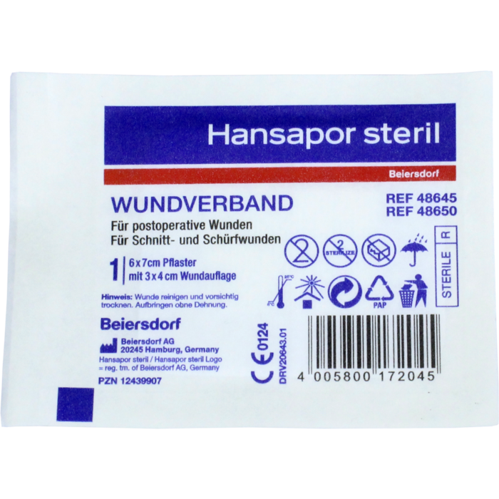 HANSAPOR steril Wundverband 6x7 cm
