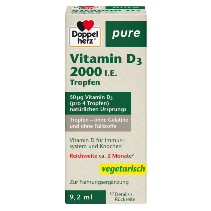 DOPPELHERZ Vitamin D3 2000 I.E. pure Tropfen