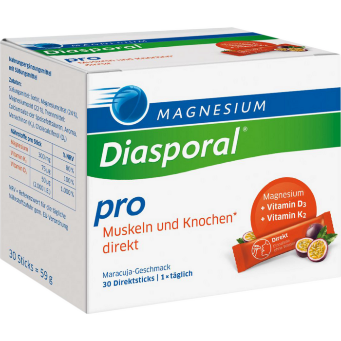 MAGNESIUM DIASPORAL pro D3+K2 Musk.+Knochen direkt